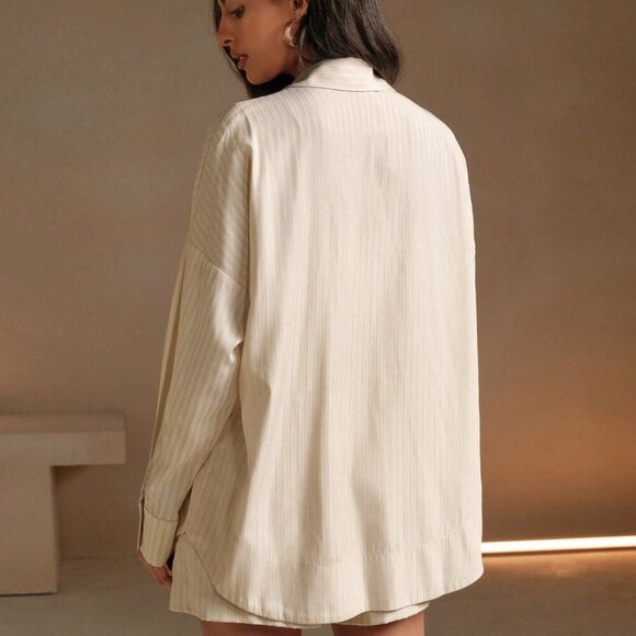 Apricot Casual Women's Casual Rhinestone Decor Long Sleeve Blouse And Shorts Set - Picture 5 of 5